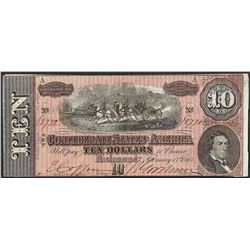 1864 $10 Confederate States of America Note