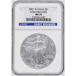 2007-W $1 American Silver Eagle Coin NGC MS70 Early Releases