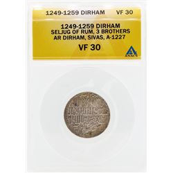 1249-1259 Dirham Seljug of Rum 3 Brothers Coin ANACS VF30