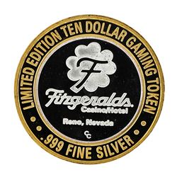 .999 Silver Fitzgeralds Casino & Hotel $10 Limited Edition Gaming Token