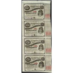 Uncut Sheet of (4) State of Louisiana Baby Bond Obsolete Notes