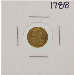 1788 Spanish 1/2 Escudos Carol III Gold Coin