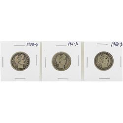 Lot of (3) Barber Silver Quarter Coins