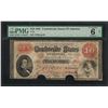 Image 1 : 1861 $10 Confederate States of America Note T-24 PMG Very Good 6 Net Canceled