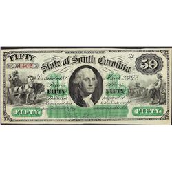 1872 $50 State of South Carolina Revenue Bond Scrip Note