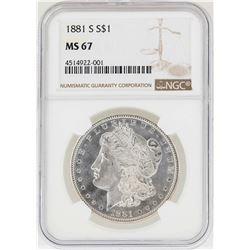 1881-S $1 Morgan Silver Dollar Coin NGC MS67