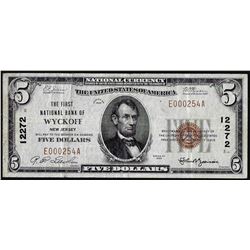 1929 $5 Wyckoff, NJ National Currency Note CH# 12272