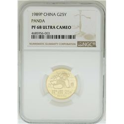 1989P China 25 Yuan Panda Gold Coin NGC PF68 Ultra Cameo