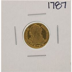 1787 Spanish 1 Escudo Carol III Gold Coin