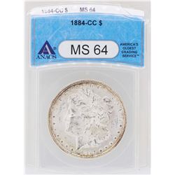 1884-CC $1 Morgan Silver Dollar Coin ANACS MS64 -Cracked Top
