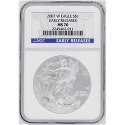 2007-W $1 American Silver Eagle Coin NGC MS70 Early Releases