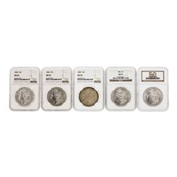 Lot of (5) Assorted Philadelphia Mint $1 Morgan Silver Dollar Coins NGC MS64
