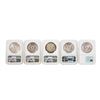 Image 2 : Lot of (5) Assorted Philadelphia Mint $1 Morgan Silver Dollar Coins NGC MS64