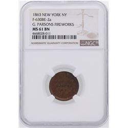 1863 G. Parsons Fireworks Civil War Token NGC MS61BN