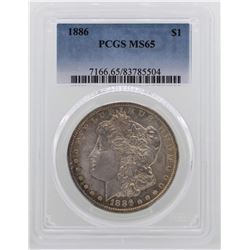 1886 $1 Morgan Silver Dollar Coin PCGS MS65