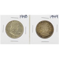 Lot of 1948-1949 Franklin Half Dollar Silver Coins