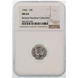 1943 Mercury Dime Coin NGC MS64