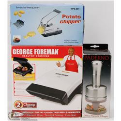 LOT WITH GEORGE FOREMAN GRILL, STAINLESS STEEL