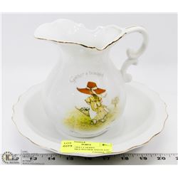 VINTAGE HOLLY HOBBY COLLECTIBLE PITCHER AND PLATE