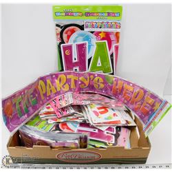 LARGE FLAT OF ASSORTED BIRTHDAY BANNERS AND MORE