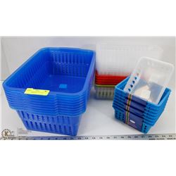 LOT OF ASSORTED SIZES AND COLORS BASKETS