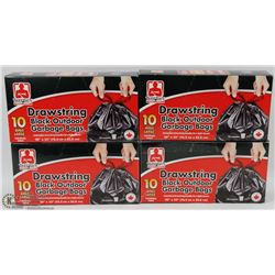 4 BOXES OF DRAWSTRING BLACK OUTDOOR GARBAGE
