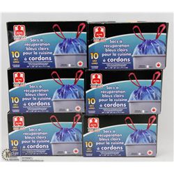6 BOXES OF CLEAR BLUE KITCHEN GARBAGE BAGS