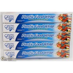 5 BOXES OF PLASTIC FOOD WRAP