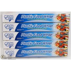 5 BOXES OF PLASTIC FOOD WRAP