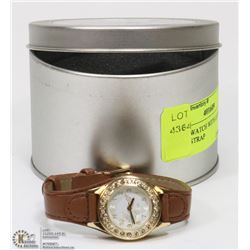 BROWN WATCH WITH LEAVES AND BROWN STRAP