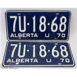 SET OF 2 MATCHING 1970 ALBERTA  LICENSE PLATES