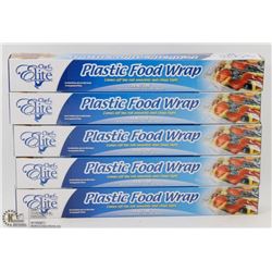LOT OF 5 ROLLS OF PLASTIC FOOD WRAP