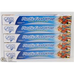 LOT OF 5 ROLLS OF PLASTIC FOOD WRAP