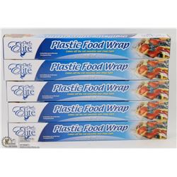 LOT OF 5 ROLLS OF PLASTIC FOOD WRAP