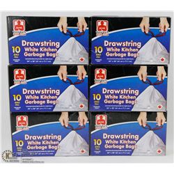 6 BOXES OF WHITE KITCHEN GARBAGE BAGS