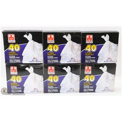 LOT OF 6 BOXES OF KITCHEN GARBAGE BAGS (20"X22")