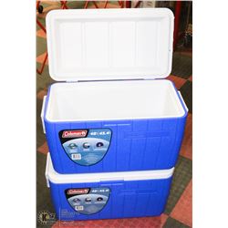 TWO LARGE COLEMAN COOLERS.