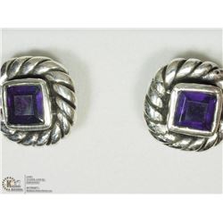 10) STERLING SILVER AMETHYST EARRINGS