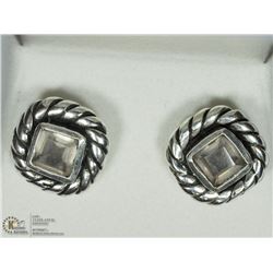 16) STERLING SILVER ROSE QUARTZ EARRINGS