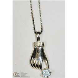 34) STERLING SILVER BLUE TOPAZ NECKLACE