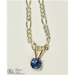 38) 14KT GOLD SAPPHIRE PENDANT W/STERLING SILVER