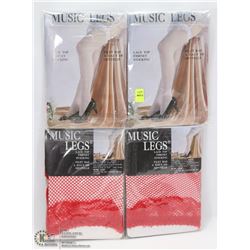 LOT OF 4 MUSIC LEGS FISHNET STOCKINGS