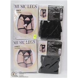 LOT OF 4 MUSIC LEGS LACE GARTERS