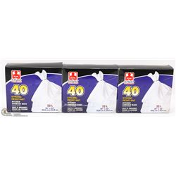 3 BOXES OF KITCHEN GARBAGE BAGS (20"X22")