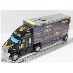 MOTORMAX CAR HAULER SEMI TRUCK FILLED W/28 CARS