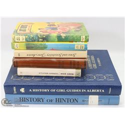 LOT OF VINTAGE BOOKS INCL HISTORY OF HINTON, GIRL