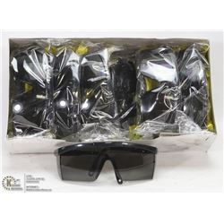 CASE OF 12 BLACK FRAMED SMOKE LENS SAFETY GLASSES