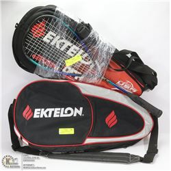 LARGE LOT WITH BADMINTON RACKET AND 4 RACKET CASES