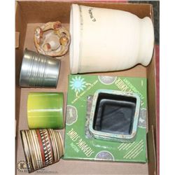 GARDEN LOT W/ POTS, NEW GLOWING STEPPING STONE &