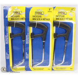 LOT OF THREE 9" HACK SAWS